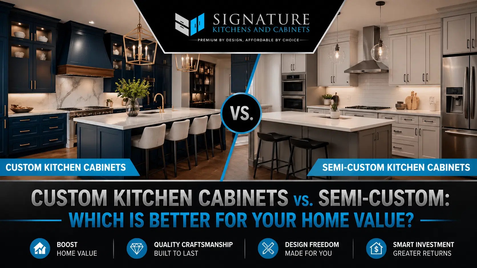 Custom vs semi-custom kitchen cabinets Minneapolis home value